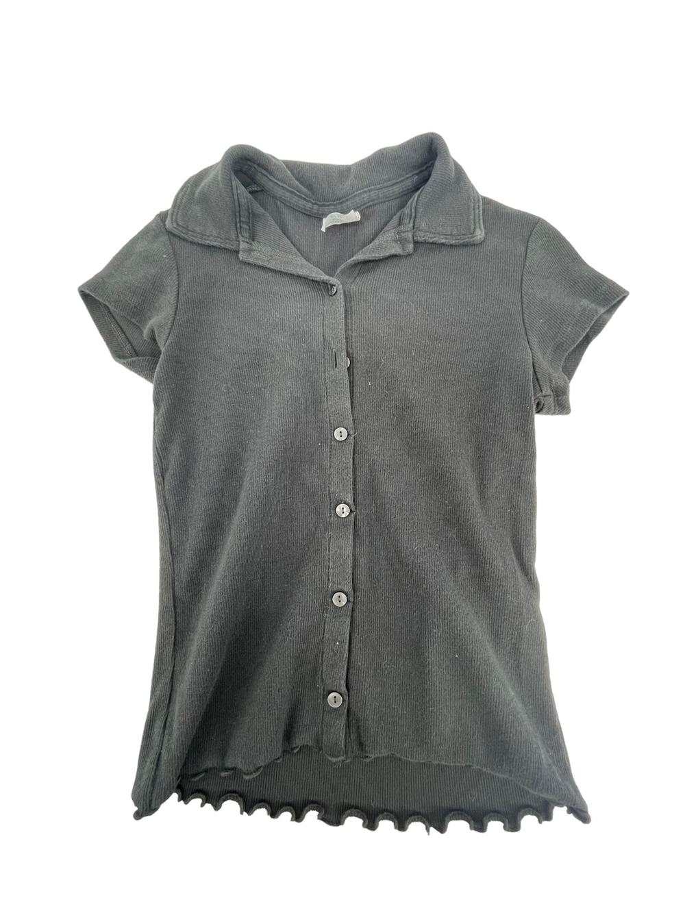 Abercrombie & Fitch Kid Girls Black Short Sleeve Button Down Top Youth Size 9/10